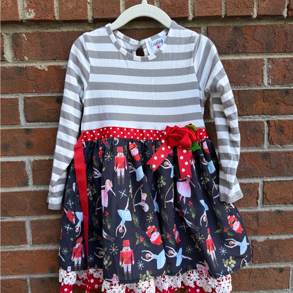 Counting Daisies Nutcracker Ballerina Ruffled Long Sleeve Holiday Dress Size 4 - Picture 2 of 5